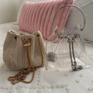 Transparent and Beige Chain Handle Women Bags